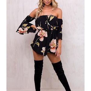 Brand new floral off the shoulder romper!